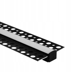 Zestaw PROFIL 12mm aluminiowy do taśm LED do płyt karton-gips GK + KLOSZ 2m