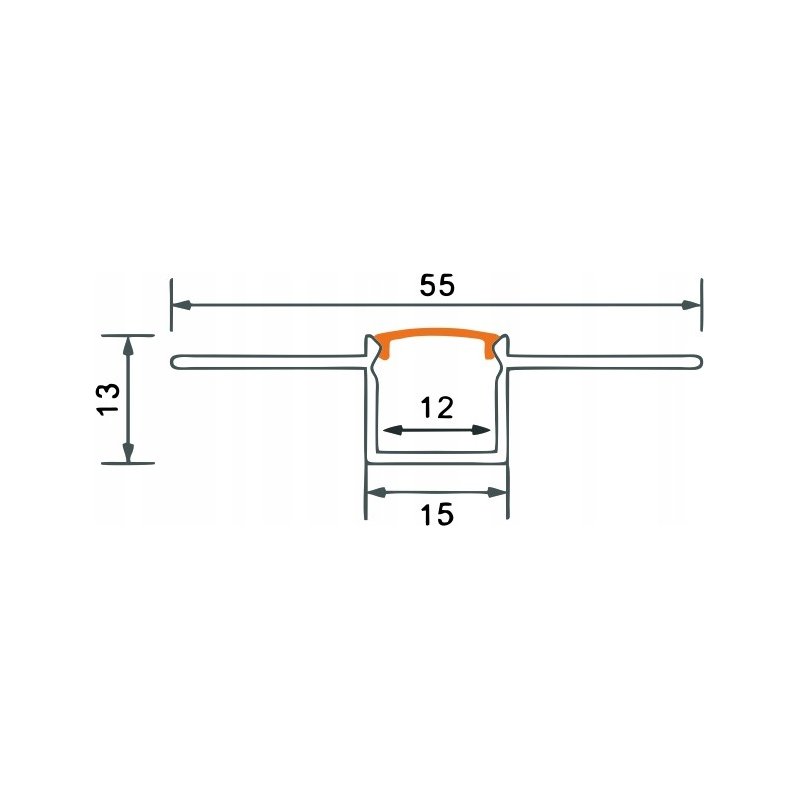 Zestaw PROFIL 12mm aluminiowy do taśm LED do płyt karton-gips GK + KLOSZ 2m