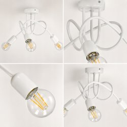 LAMPA SUFITOWA ŻYRANDOL LOFT EDISON BIAŁA WISZĄCA KRĘCONA E27