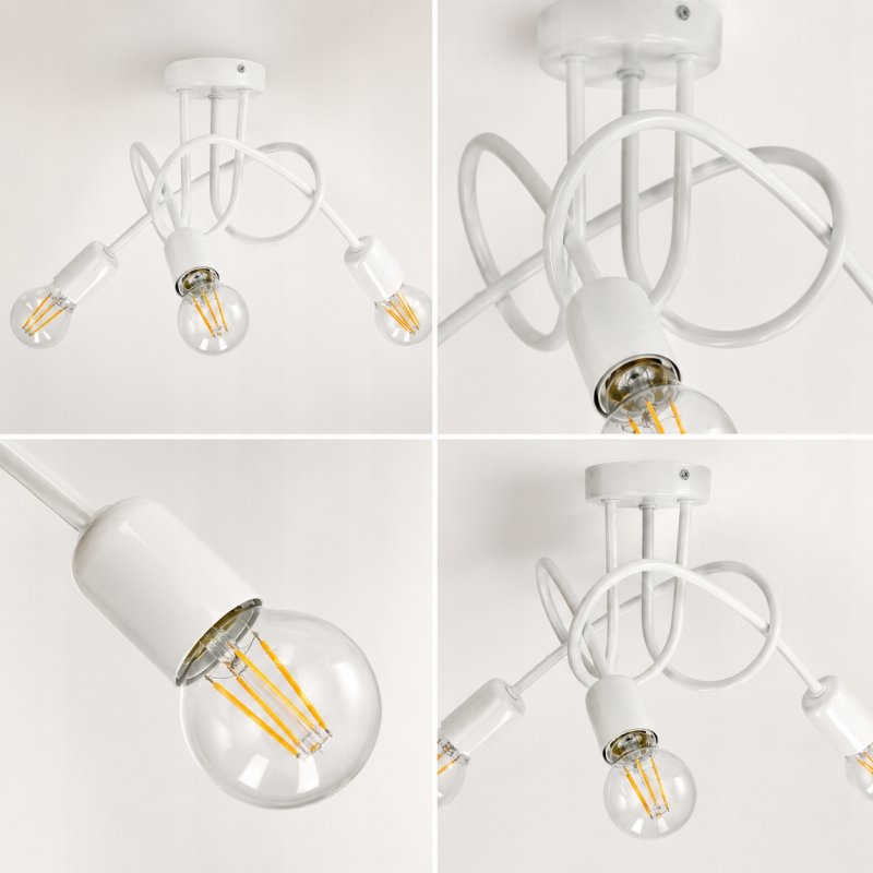 LAMPA SUFITOWA ŻYRANDOL LOFT EDISON BIAŁA WISZĄCA KRĘCONA E27