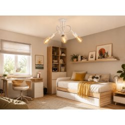 LAMPA SUFITOWA ŻYRANDOL LOFT EDISON BIAŁA WISZĄCA KRĘCONA E27