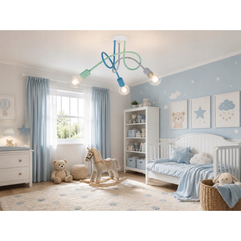 LAMPA WISZĄCA SUFITOWA ŻYRANDOL DZIECI PASTI MULTI PASTELOWA KRĘCONA E27