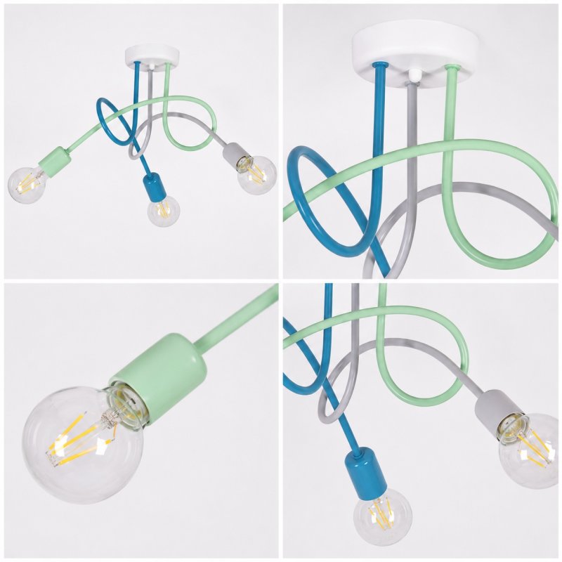 LAMPA WISZĄCA SUFITOWA ŻYRANDOL DZIECI PASTI MULTI PASTELOWA KRĘCONA E27