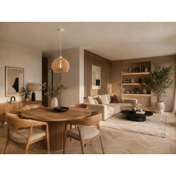 LAMPA WISZĄCA SUFITOWA ZWIS ŻYRANDOL BOHO LOFT DREWNIANA BAMBUS KLOSZ KULA