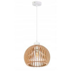 LAMPA WISZĄCA SUFITOWA ZWIS ŻYRANDOL BOHO LOFT DREWNIANA BAMBUS KLOSZ KULA