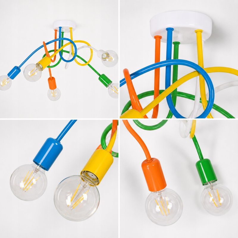KOLOROWA LAMPA SUFITOWA ZWIS ŻYRANDOL SNAKE E27 KOLOROWA DZIECIĘCA