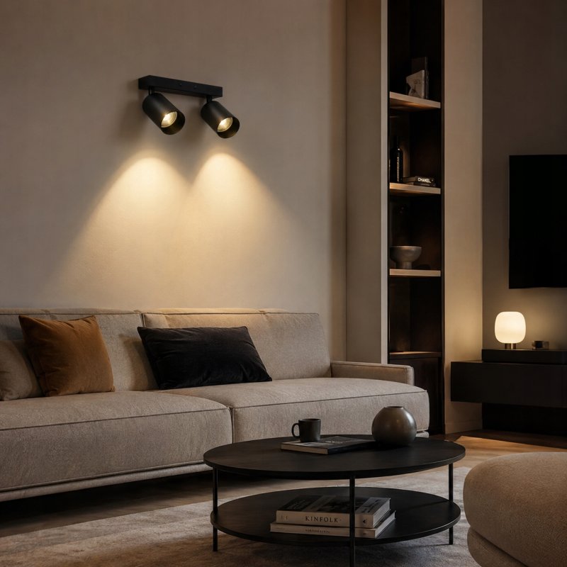 LAMPA SUFITOWA REGULOWANA KINKIET ŚCIENNY SPOT RUCHOMY GU10 PODWÓJNA
