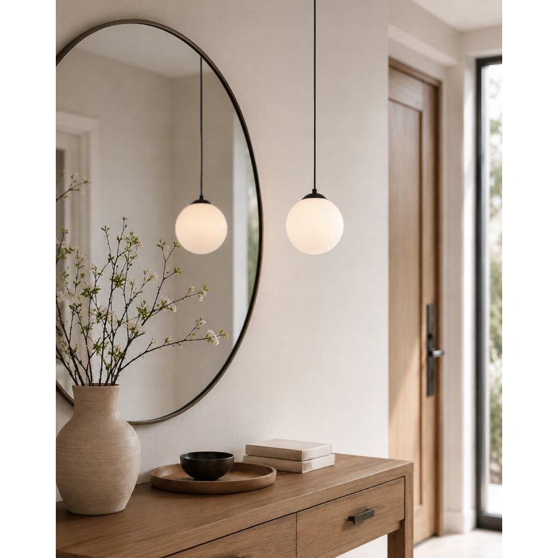 LAMPA WISZĄCA ZWIS ŻYRANDOL SUFITOWY LOFT SZKLANY KLOSZ KULA NA 1 LED E27