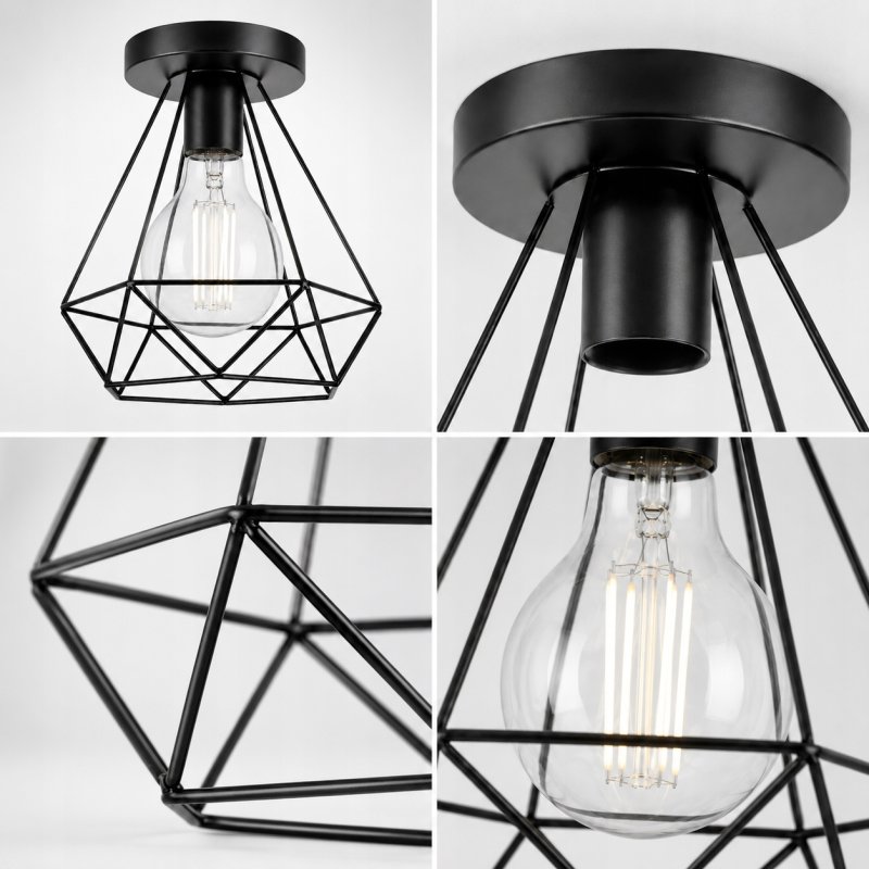 LAMPA DAMENT SUFITOWA PLAFON LOFT KLOSZ DIAMENTOWA E27