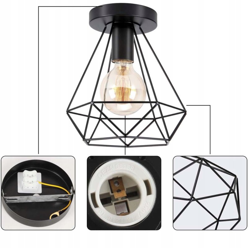 LAMPA DAMENT SUFITOWA PLAFON LOFT KLOSZ DIAMENTOWA E27
