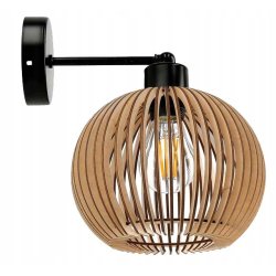 LAMPA KINKIET ŚCIENNY STAŁY LOFT RUSTYKALNY DREWNIANY KULA DREWNO E27
