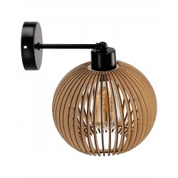 LAMPA KINKIET ŚCIENNY STAŁY LOFT RUSTYKALNY DREWNIANY KULA DREWNO E27