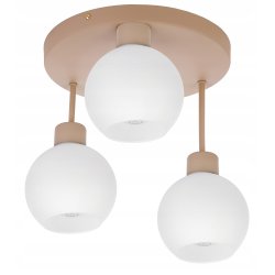 LAMPA WISZĄCA SUFITOWA PLAFON ŻYRANDOL stały 3x E27 KASZMIR beż klosz KULA