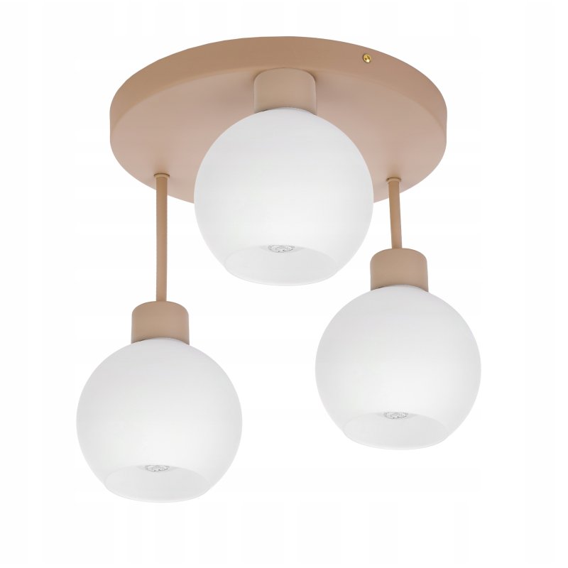 LAMPA WISZĄCA SUFITOWA PLAFON ŻYRANDOL stały 3x E27 KASZMIR beż klosz KULA