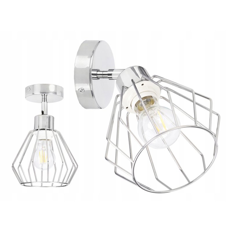 LAMPA KINKIET ścienny ruch loft drut na E27 chrom