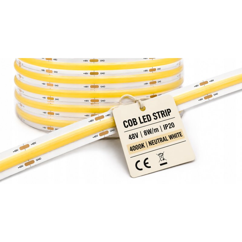 Taśma LED COB linia PRO 48V 8W 480 diod na metr Neon NEUTRAL 1m z rolki 50m