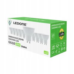 10x Żarówka LED GU10 10W Barwa ZIMNA Premium Energooszczędne Zestaw LEDOWY