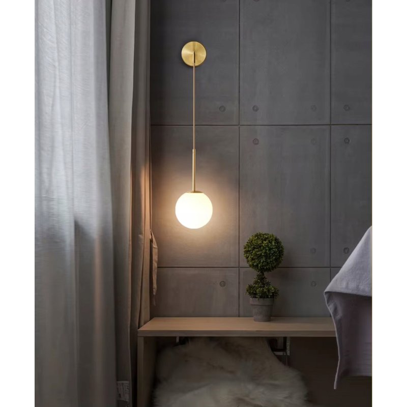 Lampa kinkiet ścienny WISZĄCY prosty LOFT na klosz SZKLANY KULA na 1x E27