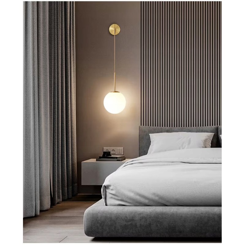 Lampa kinkiet ścienny WISZĄCY prosty LOFT na klosz SZKLANY KULA na 1x E27