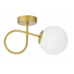 Lampa kinkiet ścienny stały kręcony ZŁOTY klosz SZKLANY KULA LOFT na 1x E27