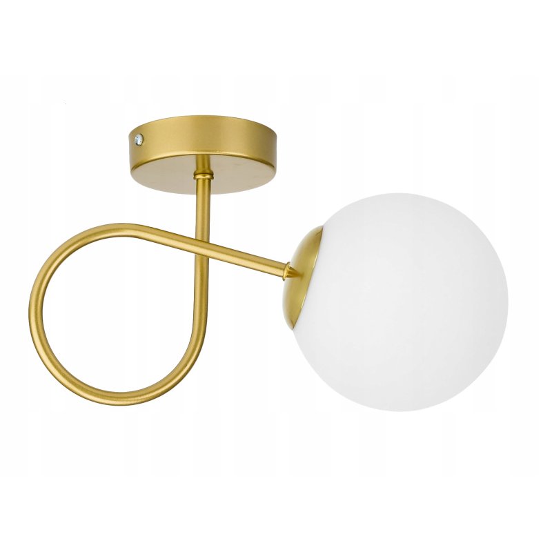 Lampa kinkiet ścienny stały kręcony ZŁOTY klosz SZKLANY KULA LOFT na 1x E27