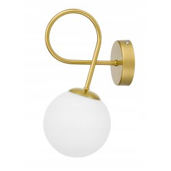 Lampa kinkiet ścienny stały kręcony ZŁOTY klosz SZKLANY KULA LOFT na 1x E27