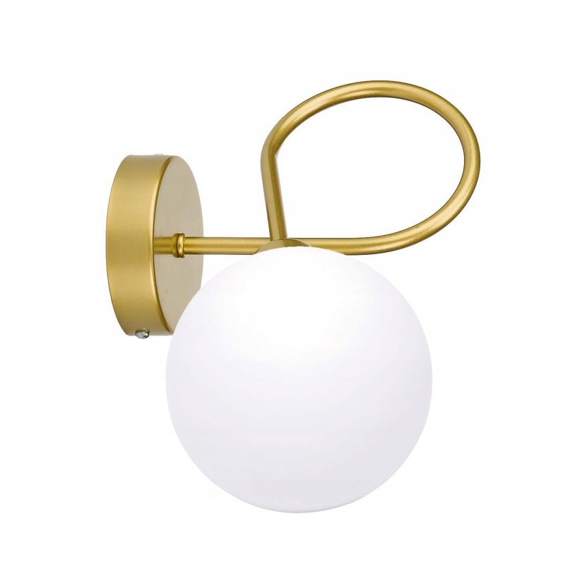 Lampa kinkiet ścienny stały kręcony ZŁOTY klosz SZKLANY KULA LOFT na 1x E27
