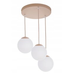 LAMPA WISZĄCA ZWIS ŻYRANDOL SUFITOWY SZKLANY KLOSZ KULA LED E27 KASZMIR beż