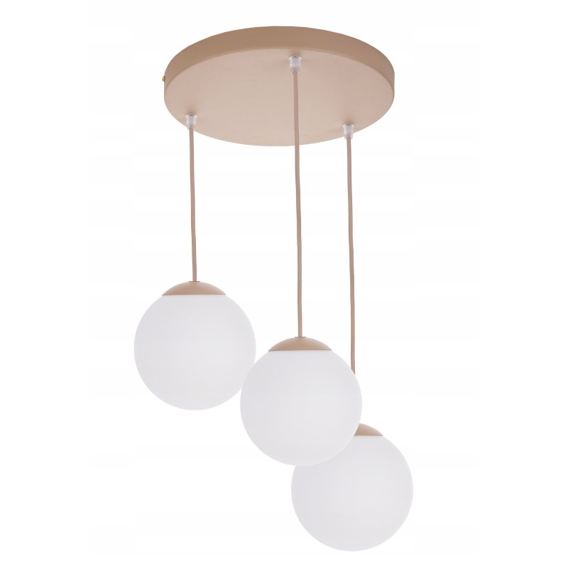 LAMPA WISZĄCA ZWIS ŻYRANDOL SUFITOWY SZKLANY KLOSZ KULA LED E27 KASZMIR beż