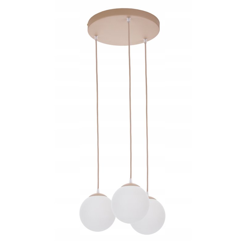 LAMPA WISZĄCA ZWIS ŻYRANDOL SUFITOWY SZKLANY KLOSZ KULA LED E27 KASZMIR beż