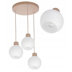 LAMPA WISZACA sufitowa zwis żyrandol E27 KASZMIR beż ecru klosz KULA biała