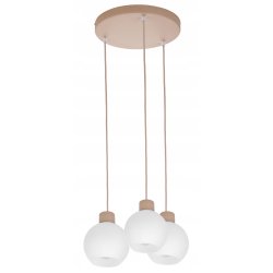 LAMPA WISZACA sufitowa zwis żyrandol E27 KASZMIR beż ecru klosz KULA biała