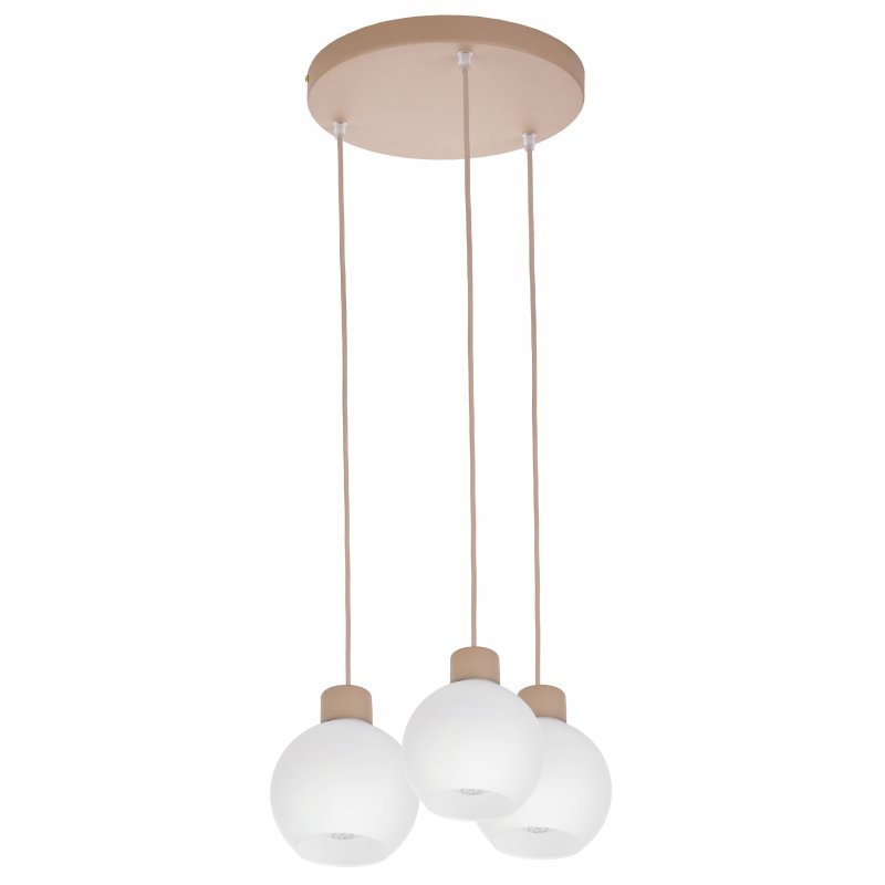 LAMPA WISZACA sufitowa zwis żyrandol E27 KASZMIR beż ecru klosz KULA biała