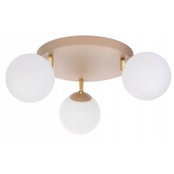 LAMPA sufitowa PLAFON SZKLANY KLOSZ KULA 3 LED E27 KASZMIR beż ecru beige