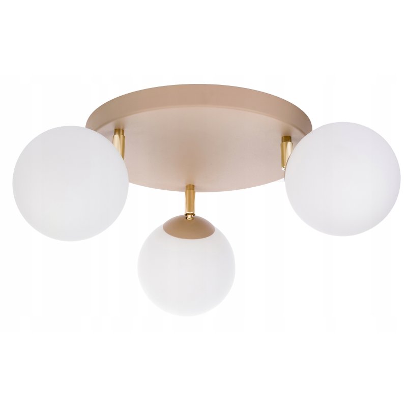 LAMPA sufitowa PLAFON SZKLANY KLOSZ KULA 3 LED E27 KASZMIR beż ecru beige