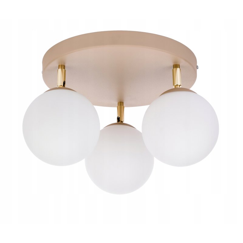 LAMPA sufitowa PLAFON SZKLANY KLOSZ KULA 3 LED E27 KASZMIR beż ecru beige