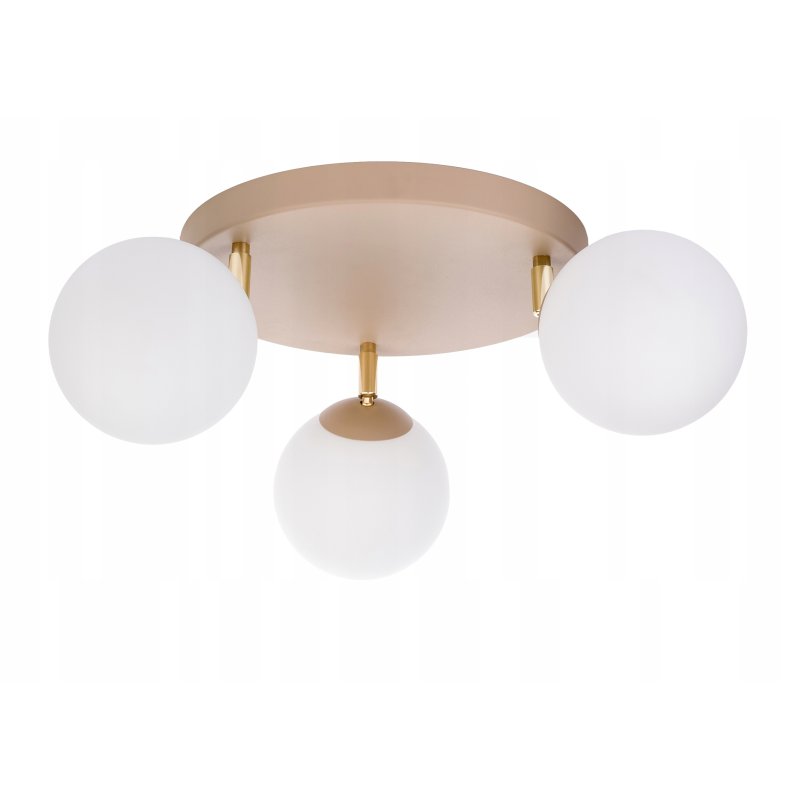 LAMPA sufitowa PLAFON SZKLANY KLOSZ KULA 3 LED E27 KASZMIR beż ecru beige