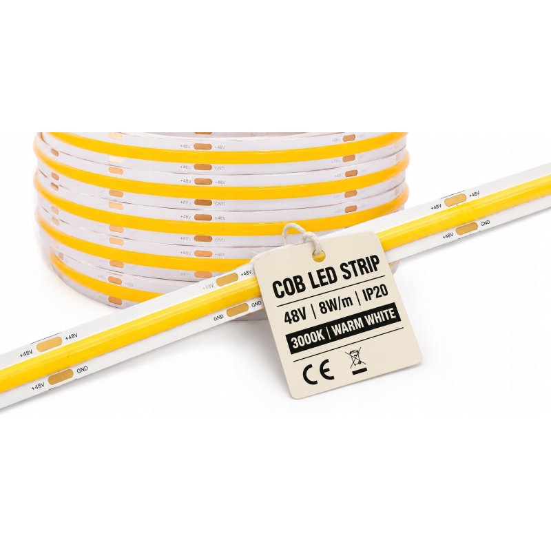 Taśma LED COB linia PRO 48V 8W 480 diod na metr Neon Ciepły 1m z rolki 50m