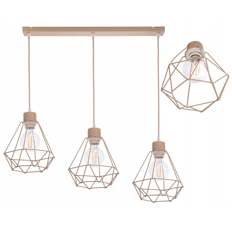 LAMPA WISZĄCA ZWIS ŻYRANDOL SUFITOWY klosz DIAMENT na E27 KASZMIR beż ecru