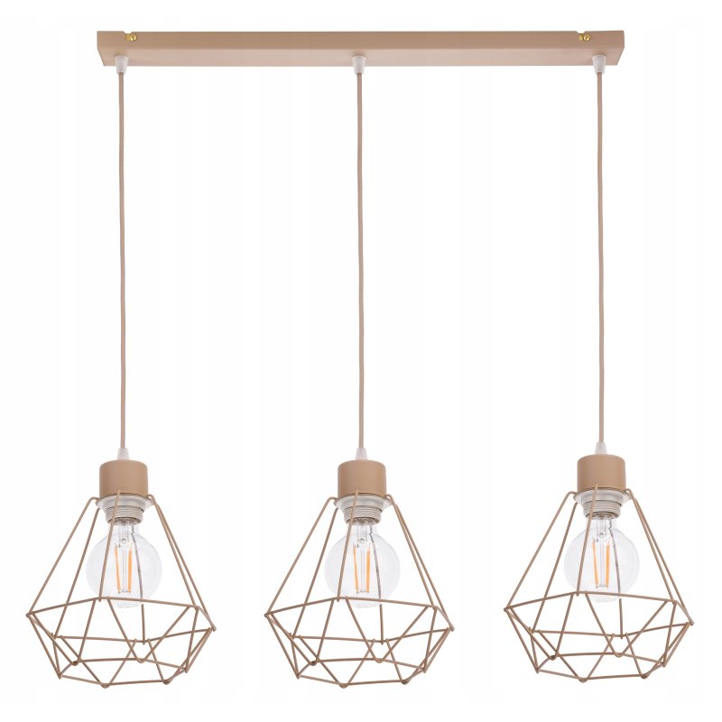 LAMPA WISZĄCA ZWIS ŻYRANDOL SUFITOWY klosz DIAMENT na E27 KASZMIR beż ecru