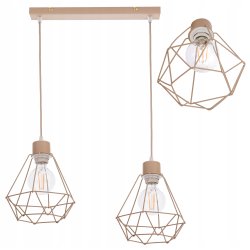LAMPA WISZĄCA ZWIS ŻYRANDOL SUFITOWY klosz DIAMENT na E27 KASZMIR beż ecru