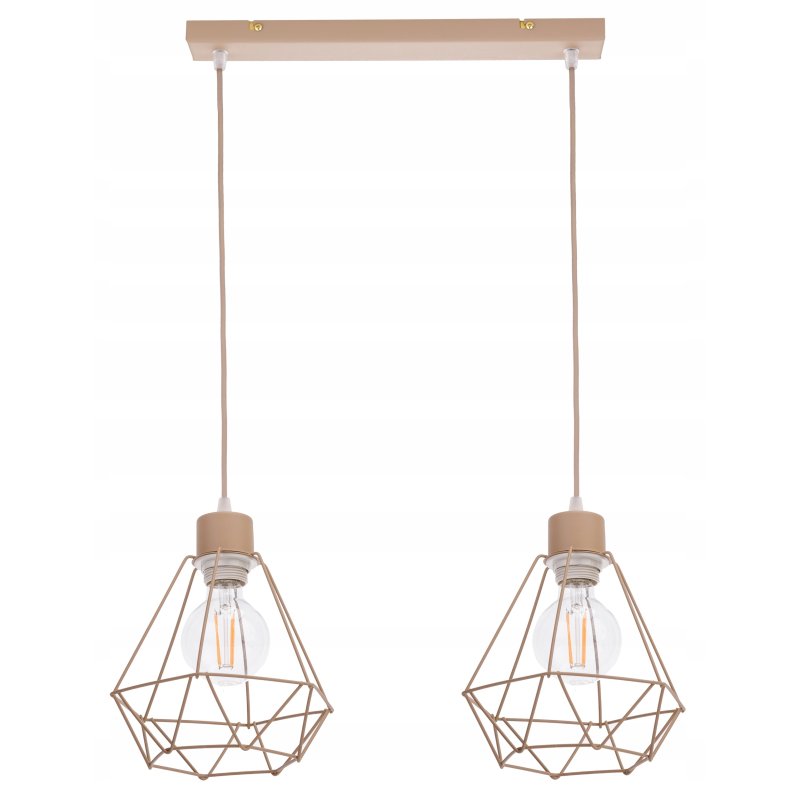 LAMPA WISZĄCA ZWIS ŻYRANDOL SUFITOWY klosz DIAMENT na E27 KASZMIR beż ecru