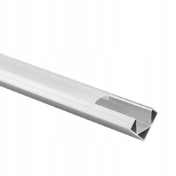 Zestaw 3mb Profil aluminiowy NAROŻNY SREBRNY + KLOSZ mleczny do taśm led