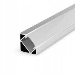 Zestaw 3mb Profil aluminiowy NAROŻNY SREBRNY + KLOSZ mleczny do taśm led