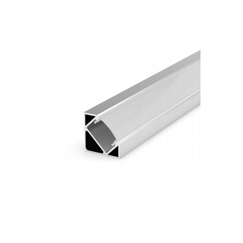 Zestaw 3mb Profil aluminiowy NAROŻNY SREBRNY + KLOSZ mleczny do taśm led