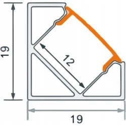 Zestaw 3mb Profil aluminiowy NAROŻNY SREBRNY + KLOSZ mleczny do taśm led