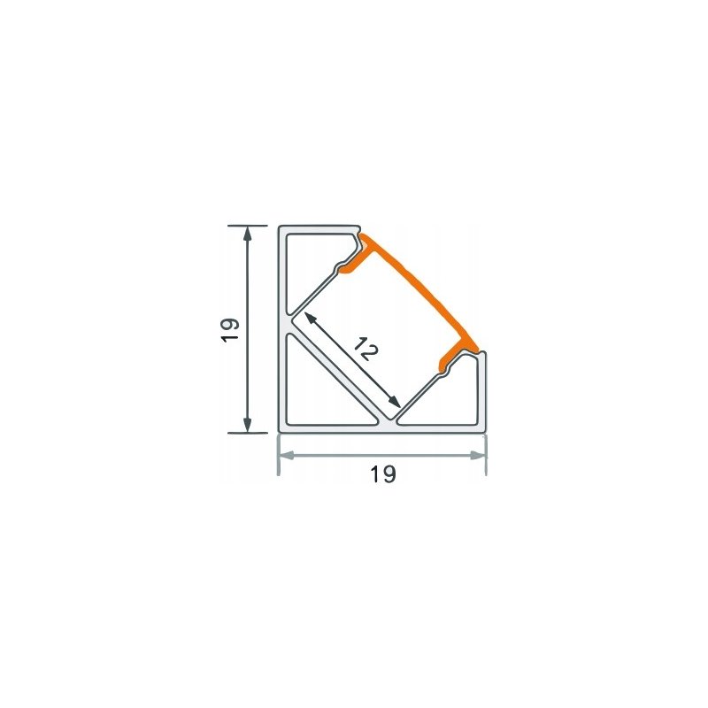 Zestaw 3mb Profil aluminiowy NAROŻNY SREBRNY + KLOSZ mleczny do taśm led