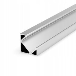 Zestaw 3mb Profil aluminiowy NAROŻNY SREBRNY + KLOSZ mleczny do taśm led