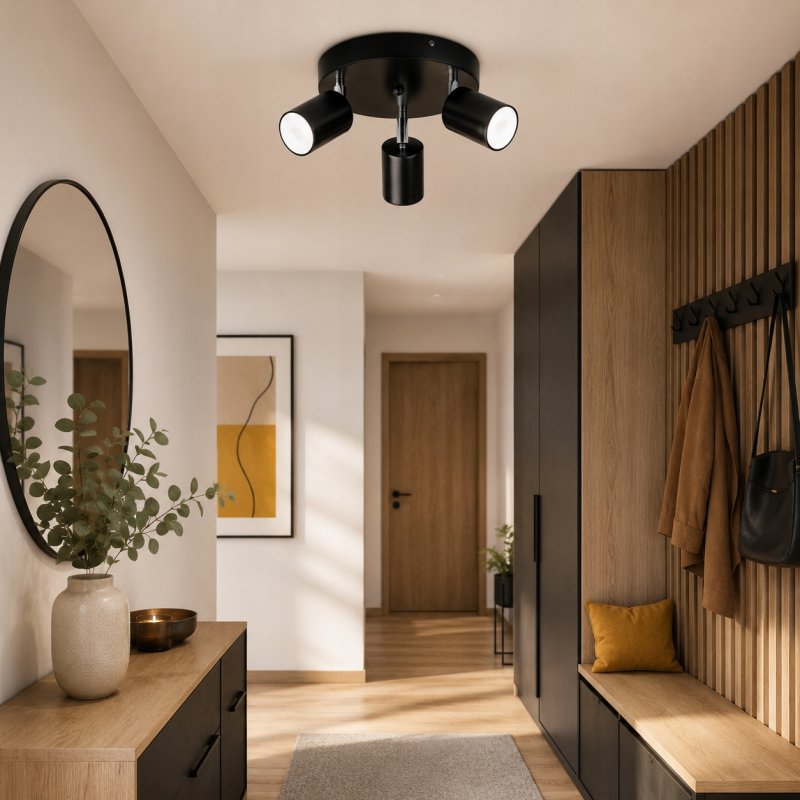 LAMPA SUFITOWA PLAFON CZARNY REFLEKTOR KINKIET SPOT OPRAWA HALOGENOWA GU10