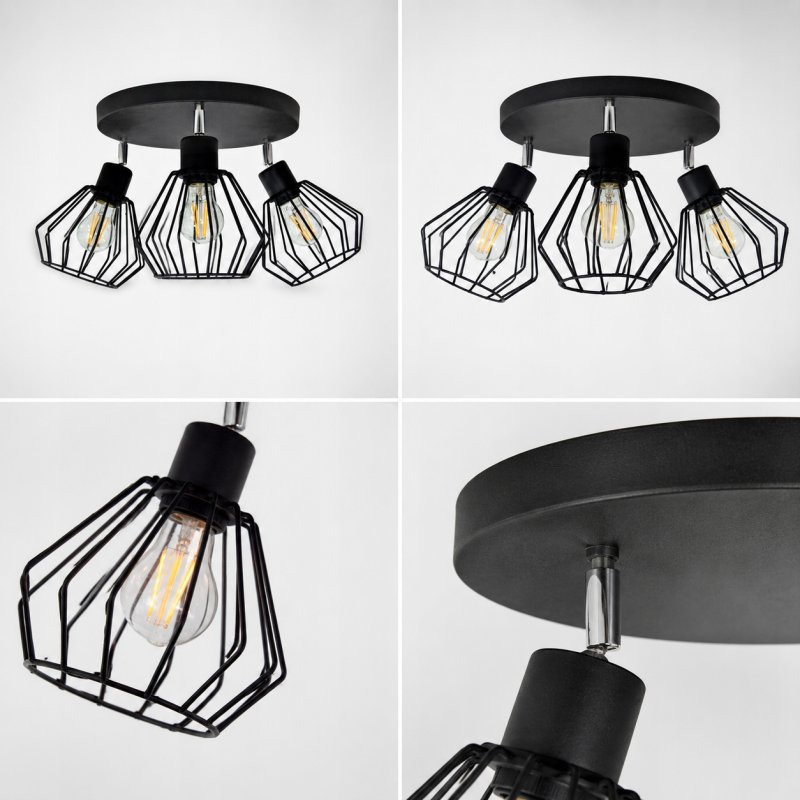 LAMPA PLAFON SUFITOWA ŻYRANDOL REGULOWANY REFLEKTORY LOFT BRYLANT DRUT E27